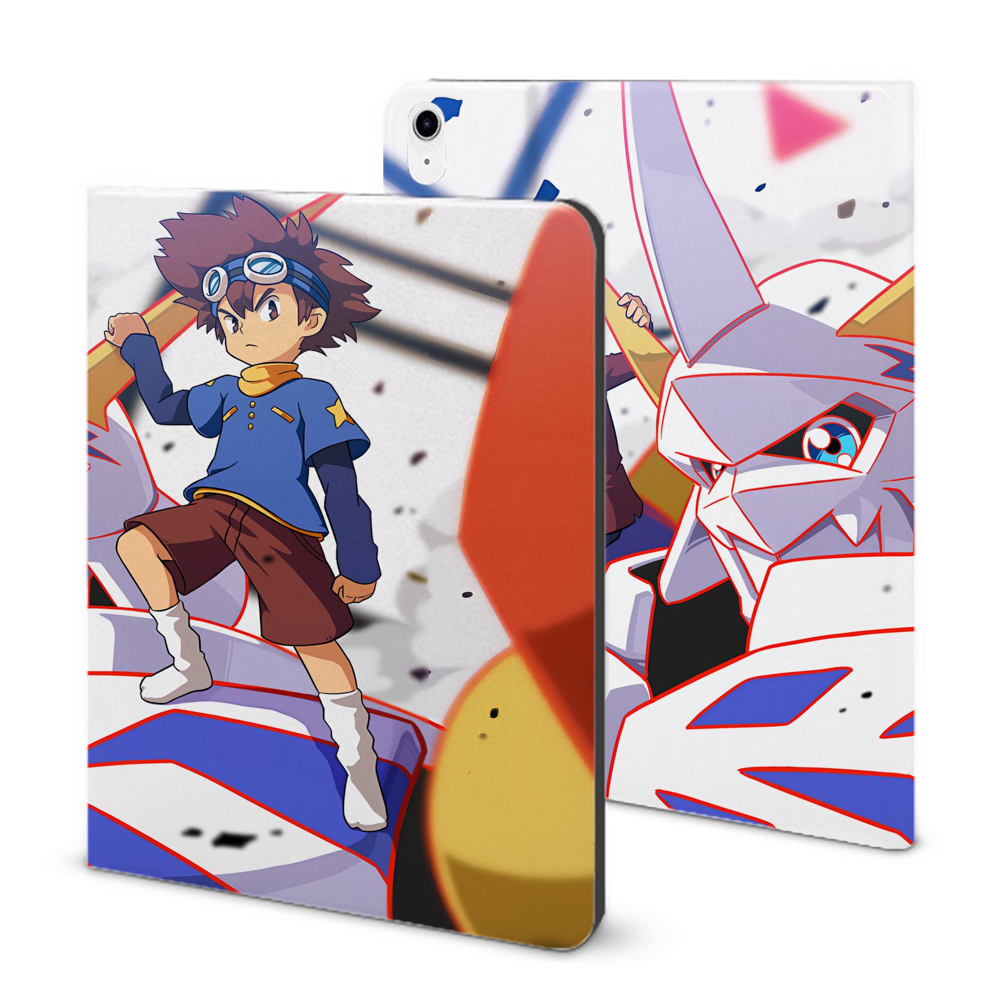 （画像用） Digimon デジタルモンスター/デジモン IPad ケース ブック型 PUレザー TPU 耐衝撃 軽量 薄型 ペン収納なし 全面保護 IPad 各モデル対応